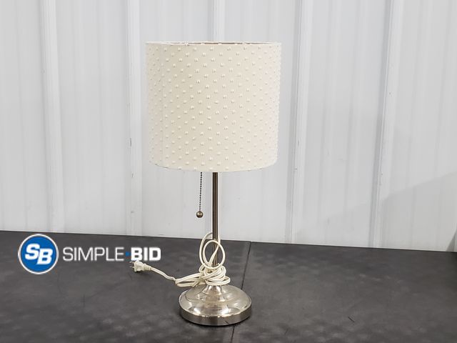 Lot 58-75813 - 21" Tall Table Lamp- Fabric Shade, Silver Finish