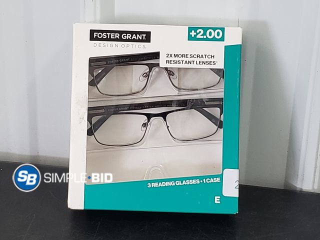 Lot 58-70676 - Foster Grant Design Optics +2.00 Reading Glasses - 2 pairs - unused