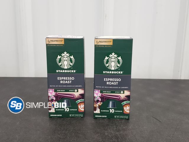 Lot 58-80110 - Lot of (2) Starbucks By Nespresso Original Line, Espresso Roast, Dark Roast Nespresso Pods, 20 Count...
