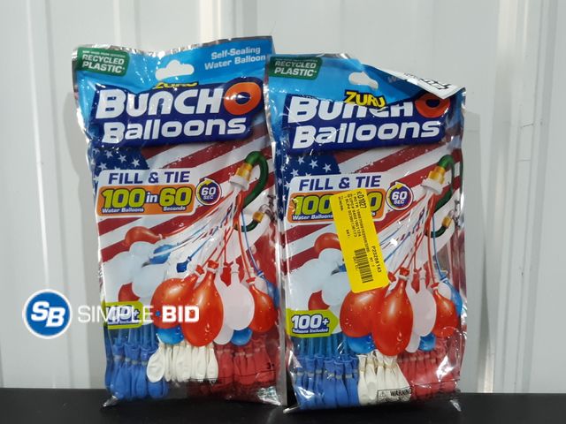 Lot 58-27163 - Lot of (2) New ZURU Bunch Balloons 100 pack each