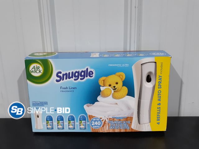 Lot 58-34687 - New Air Wick SNUGGLE - Fresh Linen Fragrance 4 refills and auto spray included