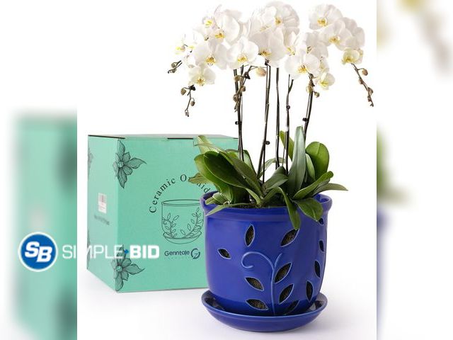 Lot 58-50581 - New Genntale 6.1 in Ceramic Orchid Pot with Holes &amp; Saucers, Large Orchid Planter for Indoor Out...