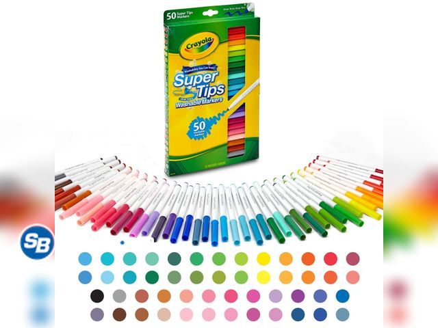 Lot 58-60419 - Crayola Super Tips Washable Markers for Kids, 50 Count, Classroom Must Haves, Holiday Gift for Kids,...