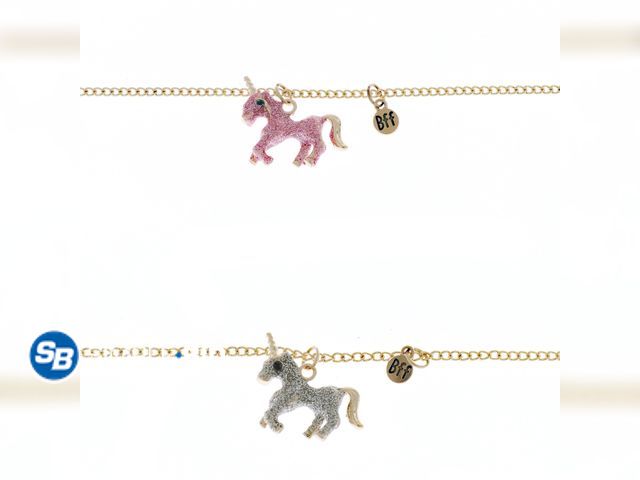 Lot 58-57882 - Lot of (2) New Wonder Nation Kids Glitter Unicorn BFF Wear One, Share One Necklace Set