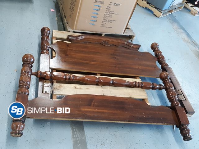 Lot 58-37102 - Dark Wooden Full Size Bed Frame - Headboard, Footboard, and Rails