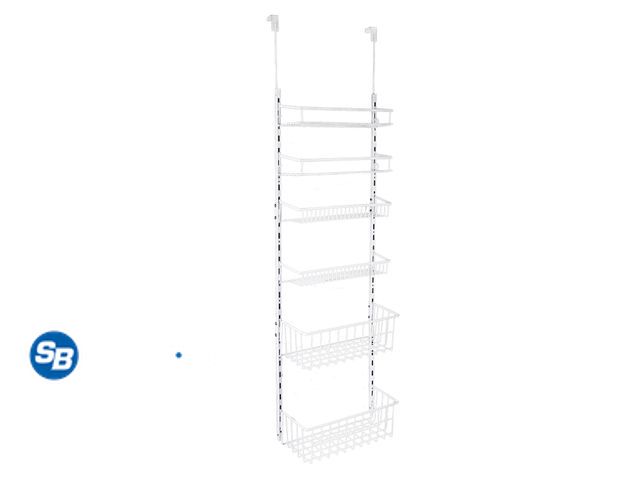 Lot 58-60742 - New Mainstays Over the Door Rack Organizer with 6 Tier Adjustable Shelves Powder Coated Steel White