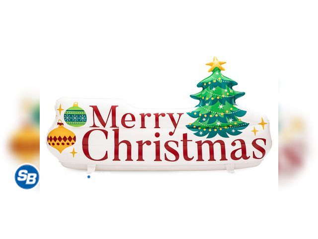 Lot 58-17903 - New Holiday Time Inflatable MERRY CHRISTMAS sign 6ft wide