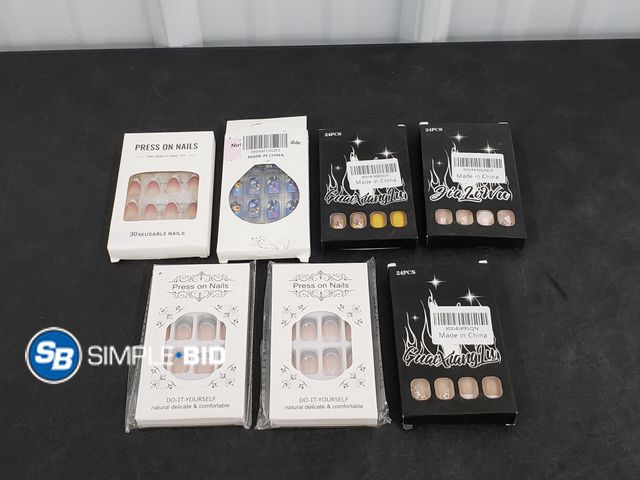 Lot 58-40502 - Lot of (7) New Boxes of Press on Nails - variety of styles