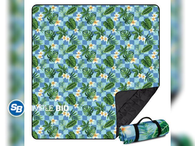 Lot 58-67577 - New Airensky Extra Large Picnic Blanket(79 "x 82"), 3-Layer Thickening Waterproof Camping Blanket, S...