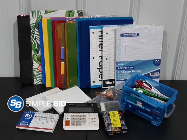 Lot 58-28353 - Lot of Misc. Office/School Supplies - Lined Paper, Folders, Notebooks, Photo Paper, Pens &amp; Penci...