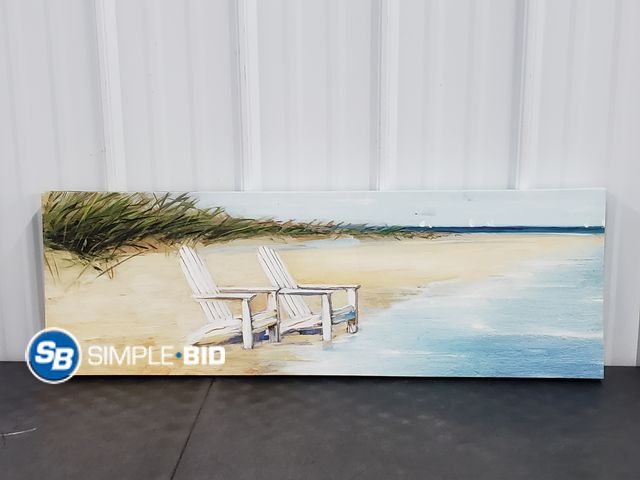 Lot 58-75806 - Painted Beach Scene Canvas Picture 12"x36"