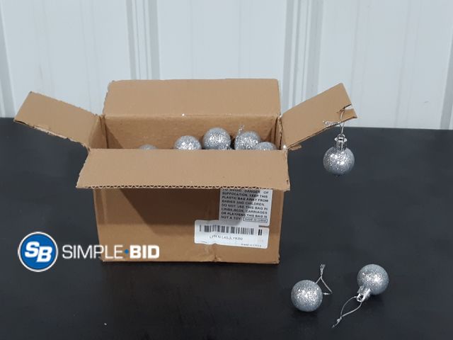 Lot 58-17649 - CHRISTMAS IN JULY!!! Lot of MIni Silver Glittery Ball Ornaments