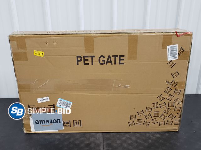 Lot 58-40563 - Vantas Folding No Assembly Metal Pet Gate 120" wide 32" Extra Tall Dog Gate with Door Walk through -...
