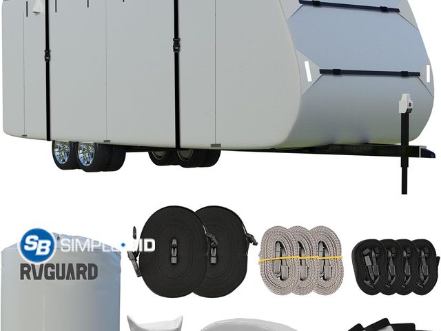 Lot 58-59665 - RV Cover, Travel Trailer Cover fits for 27' - 30' RV, 6 Layers Anti-UV Waterproof Camper Cover, with...