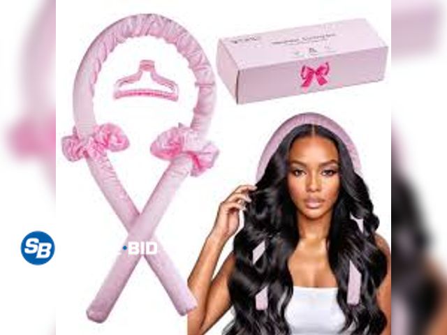 Lot 58-52668 - New Heatless Curling Rod Headband No Heat Silk Ribbon Curling Rod Hair Roller Curls with Hair Claw C...