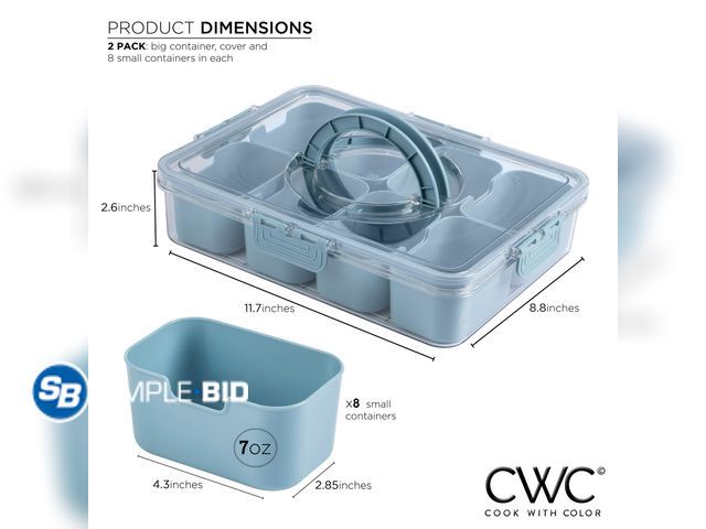 Lot 58-54361 - COOK WITH COLOR Snackle Box for Kids Lunch Box and Snack Container, Blue - appears unused