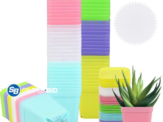 Lot 58-80887 - New 60 Pack 2.7 Inch Square Plants Nursery Pot Multicolor Plastic Plant Seedling Pots Flower Pots Nu...