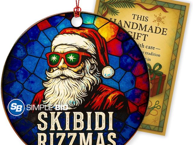 Lot 58-55483 - CHRISTMAS IN JULY! Lot of (2) New Funny Christmas Ornaments - SKIBIDI RIZZMAS Ornament - Funny Gag G...