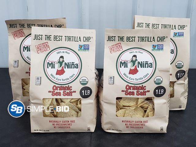 Lot 58-66823 - Lot of (4) Tortilleria Mi Nina, Chip Tortilla White Corn Sea Salt, 12 Ounce - unopened - expired