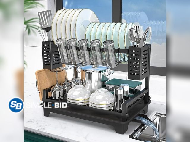 Lot 58-35003 - B-Land Dish Drying Rack: 2 Tier Dish Racks for Kitchen Counter and Sink - Large Dish Drying Rack wit...