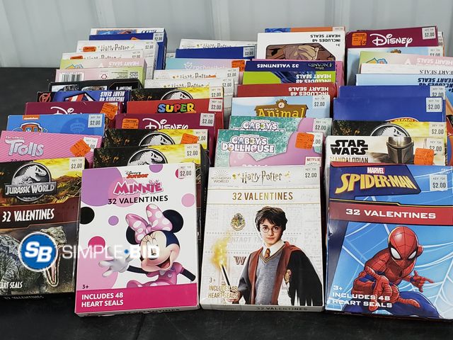 Lot 58-59685 - Lot of (50) Packages of VALENTINES Cards with Heart Seals - unopened / various themes