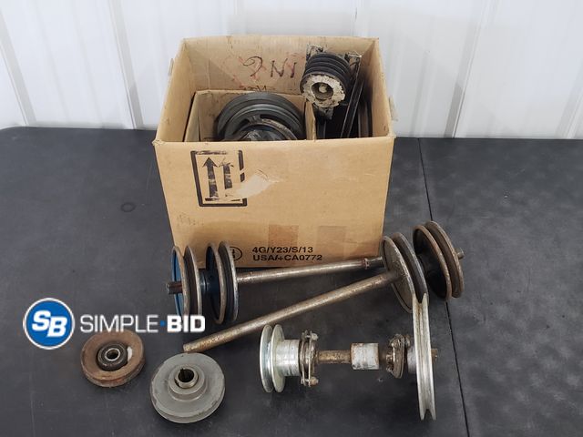 Lot 58-74019 - Box of Pulley Sheaves and Shafts