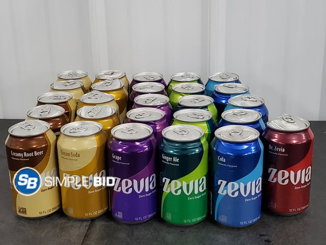 Lot 58-31032 - ZEVIA Lot of (30) Zevia - Zero Sugar Soda - Ginger Ale - Grape - Cola - Creamy Root Beer - Cream Sod...