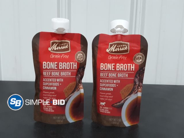 Lot 58-34169 - Lot of (2) New Merrick Grain Free BONE Broth BEEF bone broth - 7 oz each