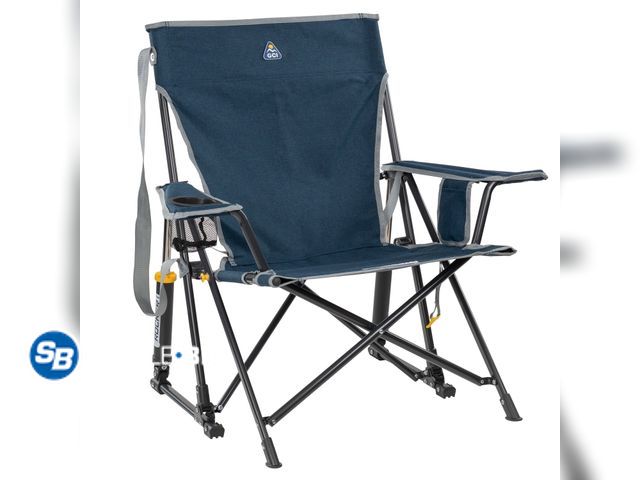 Lot 58-54814 - New GCI Outdoor Kickback Rocker Foldable Rocking Camp Chair, Heathered Indigo