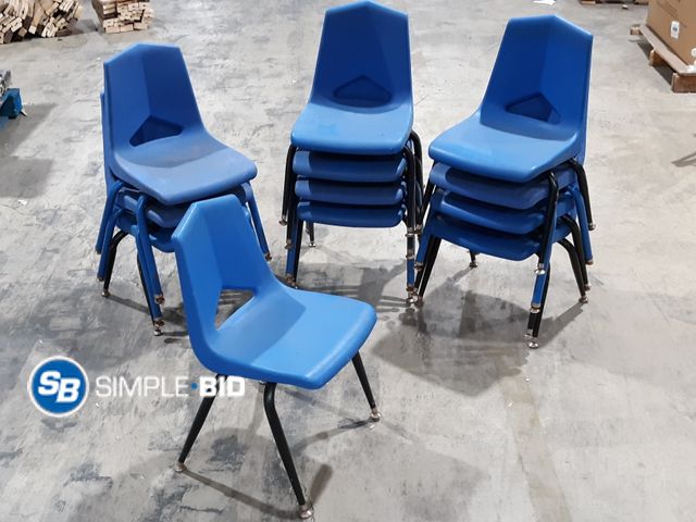 Lot 58-34780 - Lot of (12) Plastic with Metal Framed Kids Chairs