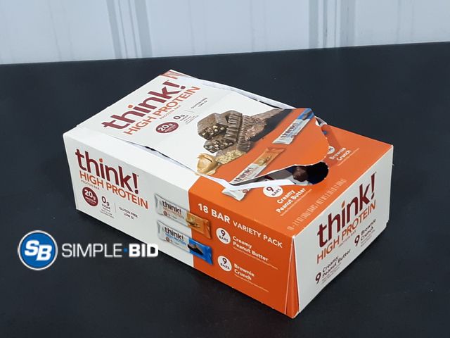 Lot 58-26031 - THINK! High Protein Bars - Creamy Peanut butter - Brownie Crunch - 16 individually packages - unopen...