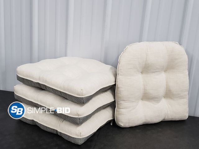 Lot 58-84402 - Lot of (4) 18" Squared White Chair Cushions- Light Use