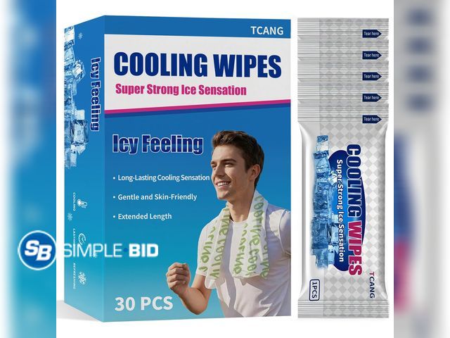 Lot 58-74254 - New 30 Pack Cooling Body Wipes, Alcohol-Free Cooling Towelettes Cooling Towel Alternative for Outdoo...