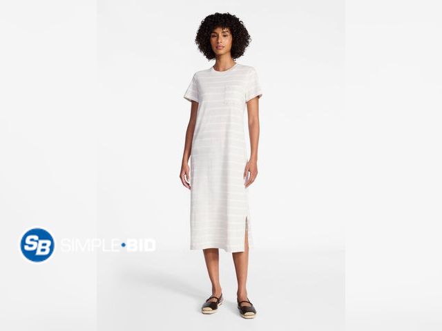 Lot 58-69145 - New Time and Tru Women's Cotton Midi T-Shirt Dress with Short Sleeves, Size S