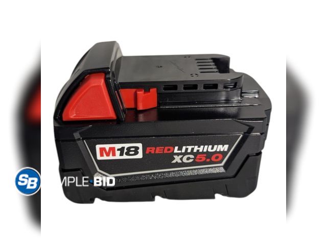 Lot 58-38035 - Milwaukee 48-11-1850 M18 REDLITHIUM XC 5.0Ah Battery Pack – 18V Lithium-Ion Rechargeable Power Tool ...