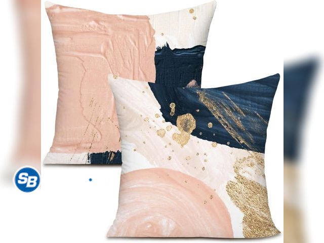 Lot 58-68452 - New Navy Blue and Pink Throw Pillow Covers Decorative Pillow Covers for Couch Sofa Bed Living Room B...