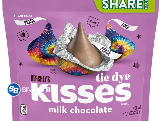 Lot 58-67121 - Lot of (3) Hershey's Kisses Milk Chocolate Share Size Tie Dye Bag (10.1 oz) - unopened -expired