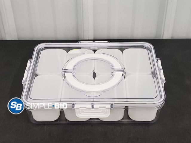 Lot 58-58306 - New Cook With Color 8-Compartment Snackle Box, Charcuterie Container, Divided Serving Tray with Lid ...
