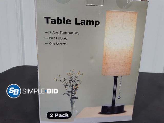 Lot 58-28208 - New NATYSWAN Small Table Lamps for Bedroom,Modern Touch Lamps Set of 2 with USB Ports and Fabric Sha...