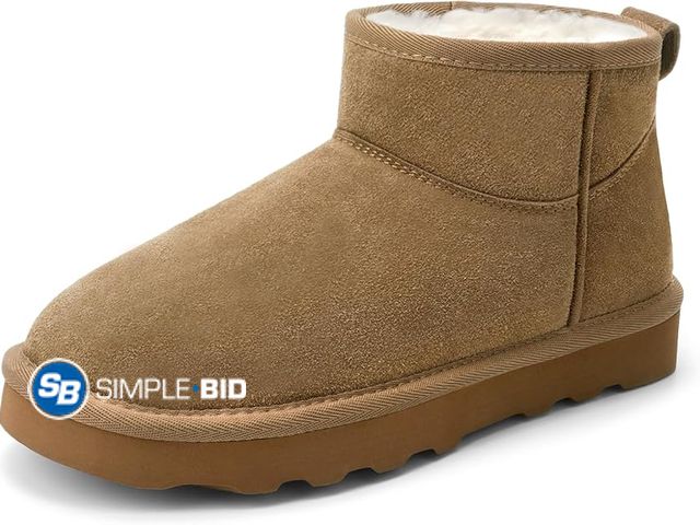 Lot 58-72217 - New Women's Genuine Suede Winter Mini Boots Water Resistant Snow Booties with Cozy Faux Fur Lining A...