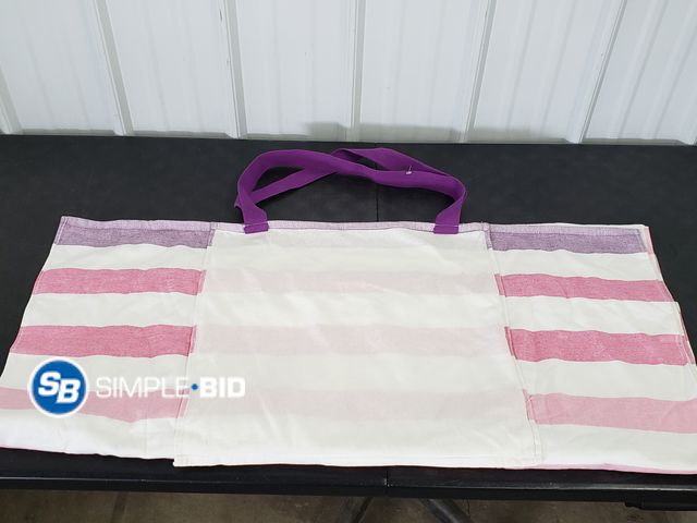 Lot 58-73284 - 2-in-1 Beach Towel &amp; Tote Bag, 100% Cotton, Striped, 40x72 - appears unused