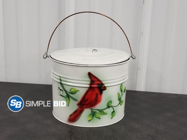 Lot 58-84368 - Lot of Cardinal Bird Decor (6) Clear Coaster Napkin Holders and Small Ice Bucket