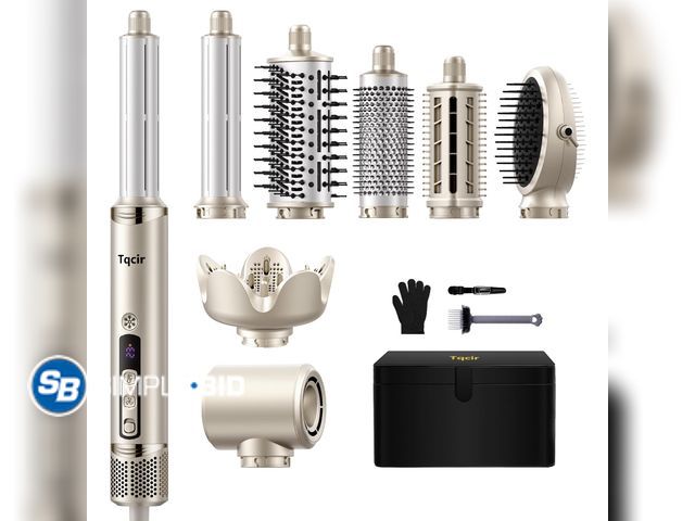 Lot 58-41199 - New 8-in-1 Professional Hot Air Styler&amp;Hair Dryer Brush, Powerful Multi-Styler with Auto-Wrap Cu...