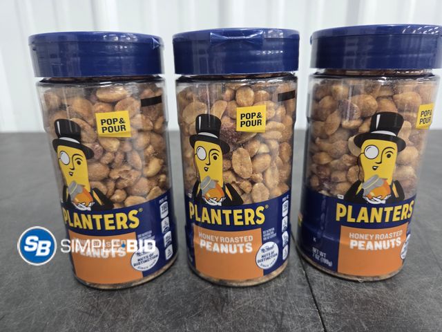 Lot 58-69659 - Lot of (3) Planter's Honey Roasted PEANUTS - 7 oz each - unopened - expired