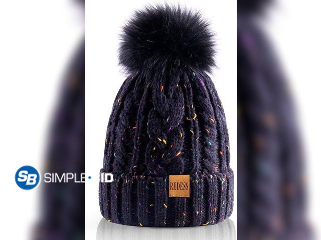 Lot 58-83614 - Lot of (3) New REDESS Women Winter Pompom Beanie Hat with Warm Fleece Lined, Thick Slouchy Snow Knit...