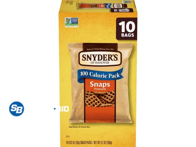 Lot 58-67238 - Snyder's of Hanover Snaps Pretzels, 10 Count 0.92 oz - unopened - expired
