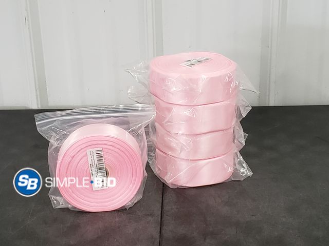 Lot 58-63513 - Lot of (5) New 1-1/2 Inch 60 Yards Light Pink Solid Satin Ribbon for Gift Wrapping,Craft Floral Bouq...
