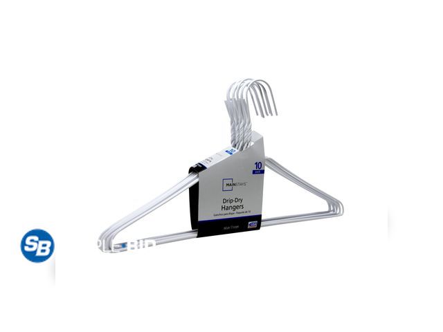 Lot 58-17892 - Lot of (4) New Mainstays Drip Dry Wire Clothing Hangers, 10 Pack each , Adult, White, Plastic Coated...