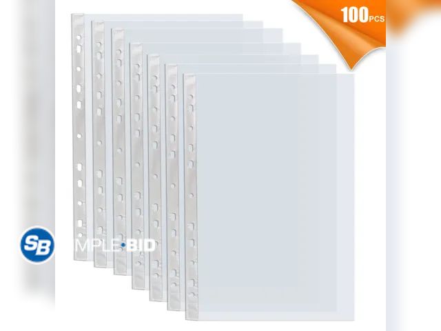 Lot 58-78161 - New 100PCS Clear Plastic Sheet Page Protectors Sleeves 8.5x11"Document 3 Ring Binder