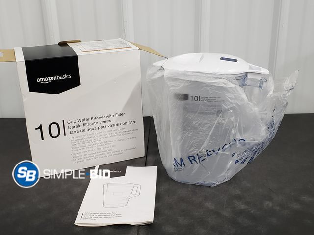Lot 58-59821 - New Amazon Basics Water Filter Pitcher for Fridge - 10-Cup with Filter Compatible